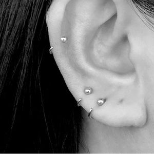 Sterling Silver Little Ball Huggie Earrings